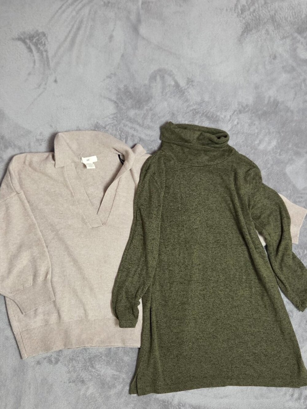 H&M & Old Navy Fall Knit Bundle - XS Collared Polo Sweater & Green Cowl Neck